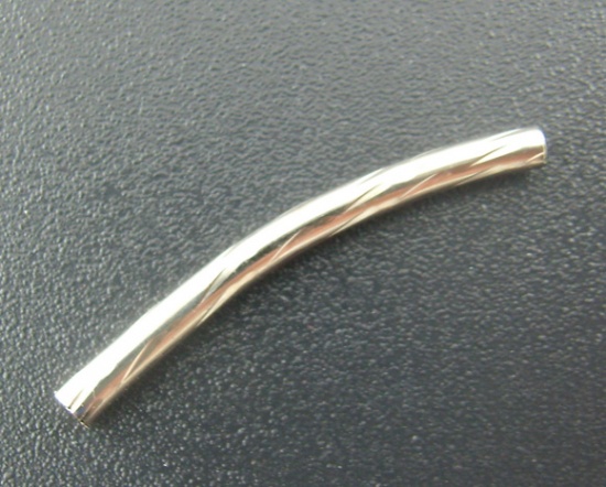 Bild von Messing Zwischenperlen Spacer Perlen Tube Silberfarbe ca. 25mm x 2mm, Loch:ca. 1.5mm, 300 Stück                                                                                                                                                               