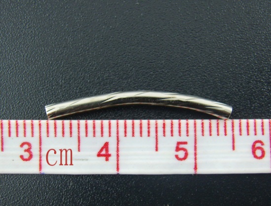 Bild von Messing Zwischenperlen Spacer Perlen Tube Silberfarbe ca. 25mm x 2mm, Loch:ca. 1.5mm, 300 Stück                                                                                                                                                               