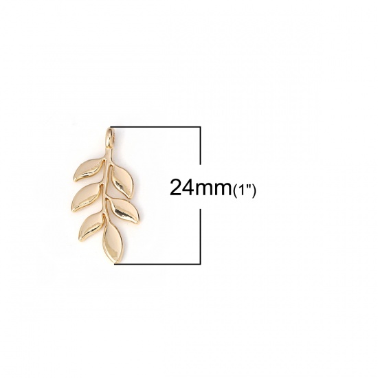 Picture of Zinc Based Alloy Charms Leaf Gold Plated 24mm(1") x 12mm( 4/8"), 10 PCs
