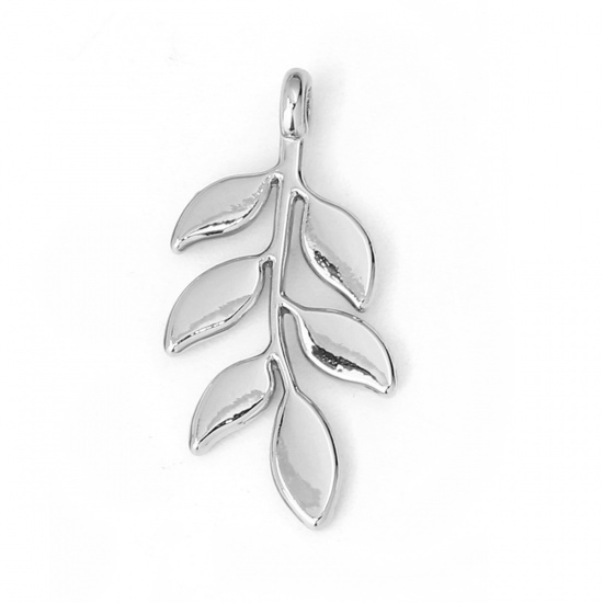Picture of Zinc Based Alloy Charms Leaf Antique Silver 24mm(1") x 12mm( 4/8"), 30 PCs