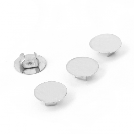 Picture of Brass Hair Accessories Findings Silver Tone Round 12mm( 4/8") Dia., 20 PCs