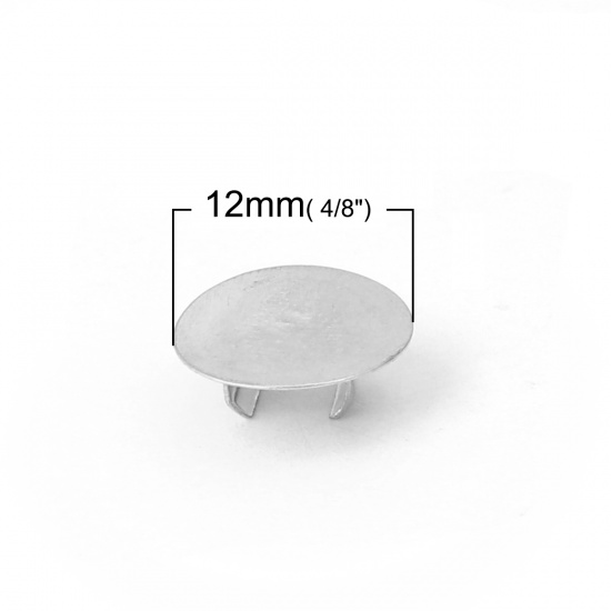 Picture of Brass Hair Accessories Findings Silver Tone Round 12mm( 4/8") Dia., 20 PCs