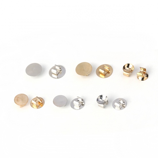 Picture of Brass Hair Accessories Findings Silver Tone Round 12mm( 4/8") Dia., 20 PCs