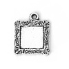 Picture of Zinc Based Alloy Charms Square Antique Silver Cabochon Settings (Fits 12mmx12mm) 23mm x 19mm, 20 PCs