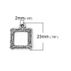 Picture of Zinc Based Alloy Charms Square Antique Silver Cabochon Settings (Fits 12mmx12mm) 23mm x 19mm, 20 PCs