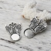 Picture of Zinc Based Alloy Pendants Butterfly Animal Antique Silver Color Cabochon Settings (Fits 12mm Dia.) 34mm x 23mm, 20 PCs