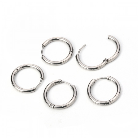 Immagine di 304 Acciaio Inossidabile orecchino cerchio Anello Tono Argento 21mm x 20mm, Posta / Filo Dimensione: (18 misura), 2 Pz