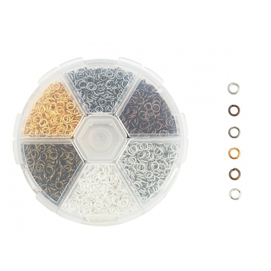 Picture of 0.7mm Iron Based Alloy Opened Jump Rings Findings Round Mixed 4mm Dia, 1 Box (Approx 3300 PCs)