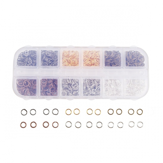 Picture of 0.7mm Iron Based Alloy Opened Jump Rings Findings Mixed 6mm Dia, 1 Box (Approx 600 PCs)