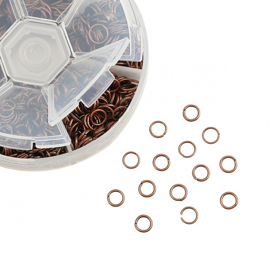 Picture of 1mm - 0.7mm Iron Based Alloy Opened Jump Rings Findings Antique Copper 10mm Dia. - 4mm Dia., 1 Box (Approx 1600 PCs)