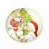Picture of Glass Dome Seals Cabochon Round Flatback White & Green Christmas Tree Pattern 20mm( 6/8") Dia, 30 PCs