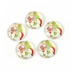 Picture of Glass Dome Seals Cabochon Round Flatback White & Green Christmas Tree Pattern 20mm( 6/8") Dia, 30 PCs