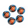 Picture of Glass Dome Seals Cabochon Round Flatback Orange-red Halloween Pumpkin Man Pattern 20mm( 6/8") Dia, 30 PCs