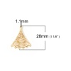 Picture of Brass Chandelier Connectors Fan-shaped 18K Real Gold Plated Filigree 28mm(1 1/8") x 24mm(1"), 3 PCs                                                                                                                                                           