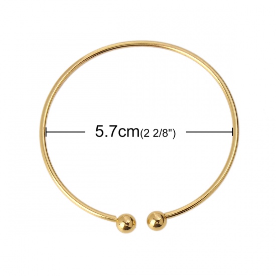 Picture of Iron Based Alloy Open Cuff Bangles Bracelets Circle Ring Gold Plated 18.5cm(7 2/8") long, 5 PCs