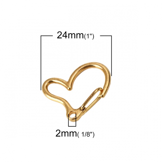 Picture of Zinc Based Alloy Keychain & Keyring Heart Gold Plated 24mm x 19mm, 5 PCs