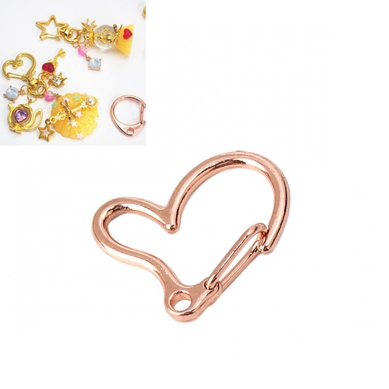 Picture of Zinc Based Alloy Keychain & Keyring Heart Rose Gold 24mm x 19mm, 5 PCs
