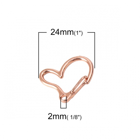 Picture of Zinc Based Alloy Keychain & Keyring Heart Rose Gold 24mm x 19mm, 5 PCs