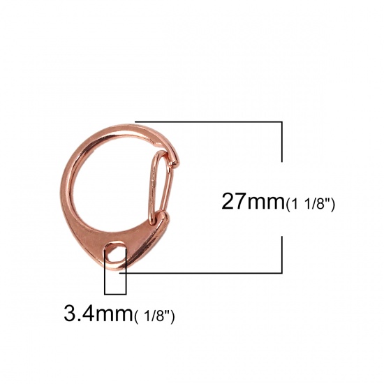 Picture of Zinc Based Alloy Keychain & Keyring Drop Rose Gold 27mm x 22mm, 5 PCs