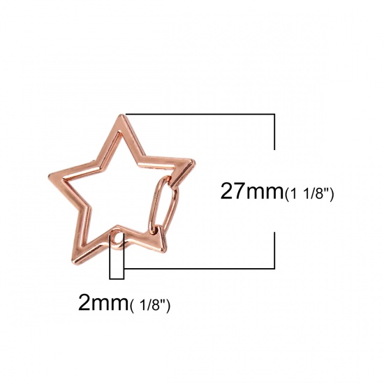Picture of Zinc Based Alloy Keychain & Keyring Pentagram Star Rose Gold 27mm x 25mm, 5 PCs