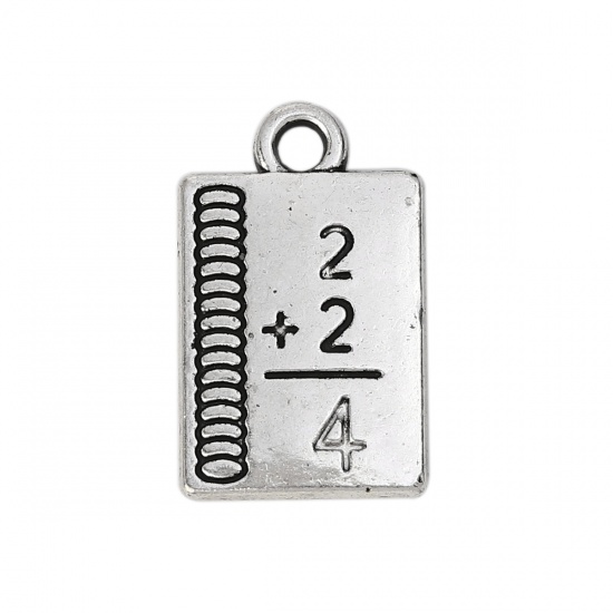 Picture of Zinc Based Alloy College School Jewelry Charms Book Antique Silver Color 17mm( 5/8") x 10mm( 3/8"), 50 PCs