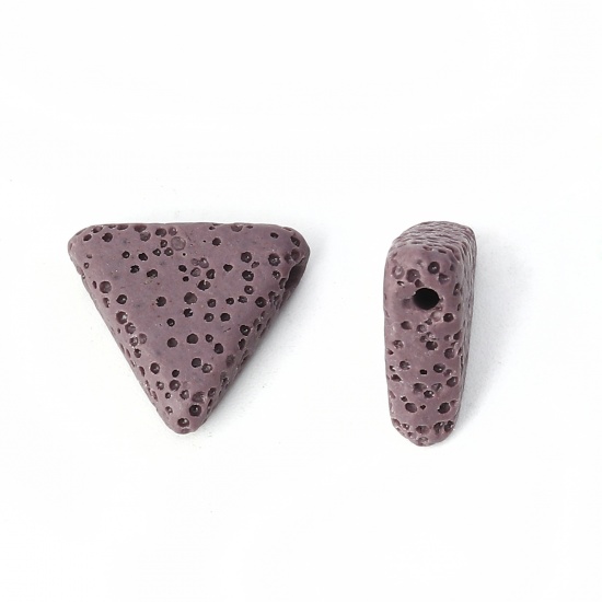 Image de Perles en Pierre de Lave (Naturel) Triangle Violet Environ 19mm x 17mm, Trou: env. 1.5mm, 5 Pcs