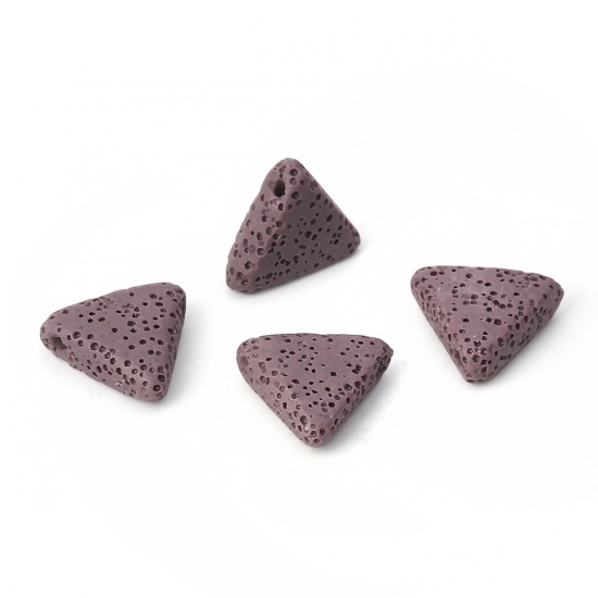 Image de Perles en Pierre de Lave (Naturel) Triangle Violet Environ 19mm x 17mm, Trou: env. 1.5mm, 5 Pcs