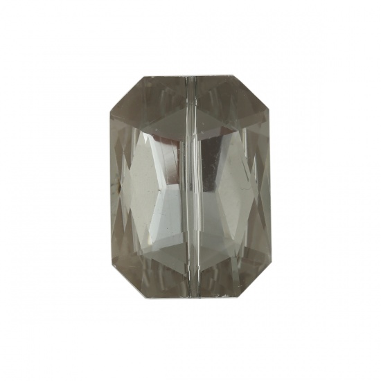 Picture of Glass Beads Rectangle Gray Transparent Faceted About 33mm x 24mm, Hole: Approx 1.8mm, 5 PCs