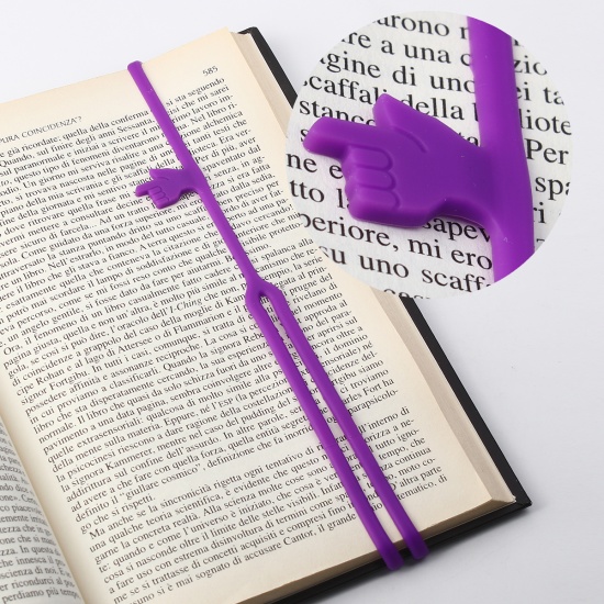Imagen de Silicona Marcadores de libro Mano Púrpura 41cm, 2 Unidades