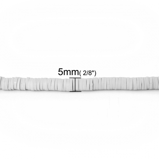 Image de Perles Heishi Katsuki en Pâte Polymère Rond Gris 5mm Dia, Taille de Trou: 1.9mm, 39cm long, 3 Pièces (Env. 300 PCs/Enfilade)
