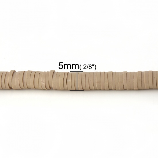 Image de Perles Heishi Katsuki en Pâte Polymère Rond Kaki 5mm Dia, Taille de Trou: 1.9mm, 39cm long, 3 Pièces (Env. 300 PCs/Enfilade)