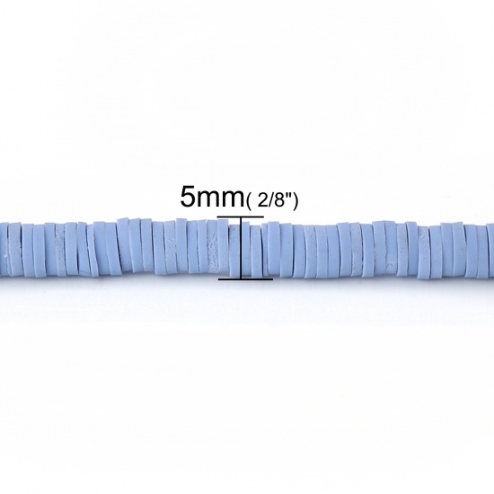 Image de Perles Heishi Katsuki en Pâte Polymère Rond Bleu Gris 5mm Dia, Taille de Trou: 1.9mm, 39cm long, 3 Pièces (Env. 300 PCs/Enfilade)