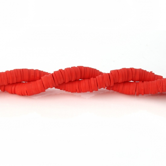 Изображение Глина Katsuki Бусины Круглые, Красный 5мм диаметр, 1.9мм, 41см длина, 3 ШТ ( 346 шт/ 1 нитка)