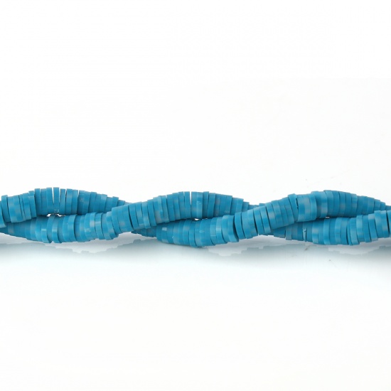 Image de Perles Heishi Katsuki en Pâte Polymère Rond Bleu Foncé 5mm Dia, Taille de Trou: 1.9mm, 39cm long, 3 Pièces (Env. 319 PCs/Enfilade)