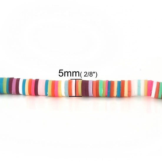 Picture of Polymer Clay Katsuki Beads Heishi Beads Disc Beads Round Multicolor About 5mm Dia, Hole: Approx 1.9mm, 39cm(15 3/8") long, 3 PCs (Approx 319 PCs/Strand)