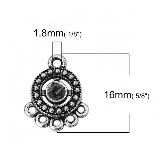 Picture of Zinc Based Alloy Chandelier Connectors Round Antique Silver (Can Hold ss21 Pointed Back Rhinestone) 16mm x 13mm, 30 PCs