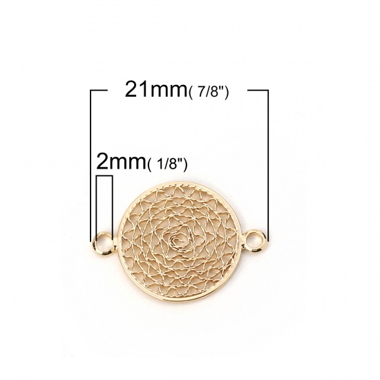 Imagen de Latón Conectores Ronda Chapado en Oro Flor 21mm x 15mm, 2 Unidades