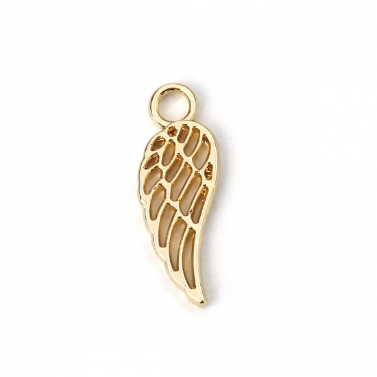 Picture of Zinc Based Alloy Charms Wing Gold Plated 18mm( 6/8") x 7mm( 2/8"), 20 PCs
