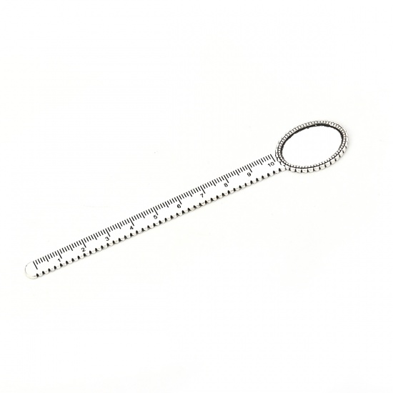 Immagine di Lega di Zinco Segnalibro Righello Argento Antico Ovale Basi per Cabochon (Adatto 25mmx18mm) 13.5cm x 2.3cm, 5 Pz