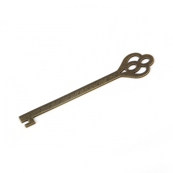 Picture of Zinc Based Alloy Bookmark Ruler Antique Bronze Key 13.8cm(5 3/8") x 2.8cm(1 1/8"), 3 PCs