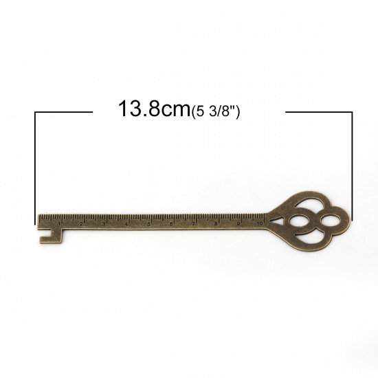 Picture of Zinc Based Alloy Bookmark Ruler Antique Bronze Key 13.8cm(5 3/8") x 2.8cm(1 1/8"), 3 PCs