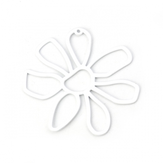 Immagine di Lega di Zinco Ciondoli Fiore Bianco 56mm x 52mm , 5 Pz