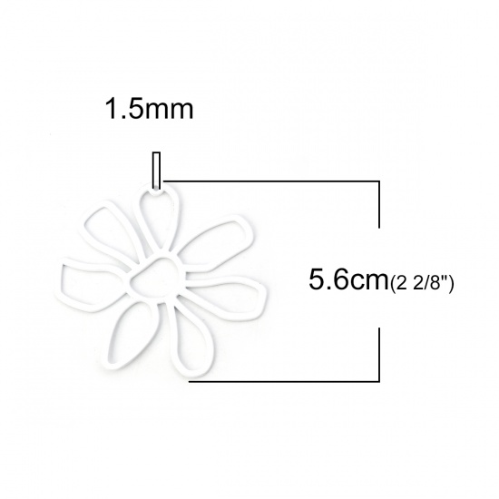 Picture of Zinc Based Alloy Pendants Flower White 56mm(2 2/8") x 52mm(2"), 5 PCs