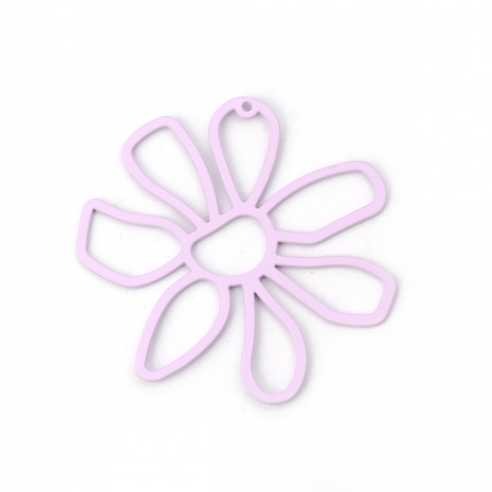 Immagine di Lega di Zinco Ciondoli Fiore Colore Viola 56mm x 52mm , 5 Pz