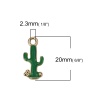 Bild von Zinklegierung Charms Kaktus Vergoldet Grün Emaille 20mm x 9mm, 10 Stück