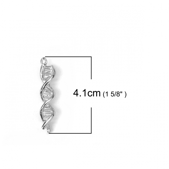 Picture of Zinc Based Alloy Pendants DNA Double Helix Silver Tone 41mm(1 5/8") x 9mm( 3/8"), 10 PCs