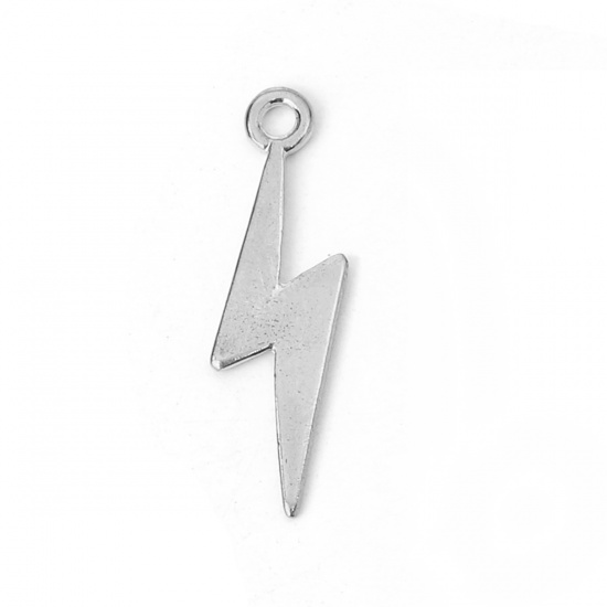 Picture of Zinc Based Alloy Weather Collection Charms Lightning Silver Tone 29mm(1 1/8") x 9mm( 3/8"), 30 PCs