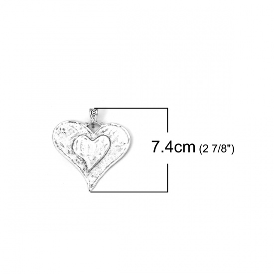 Изображение Цинковый Сплав Подвески Сердце Античное Серебро 74мм x 64мм, 3 ШТ