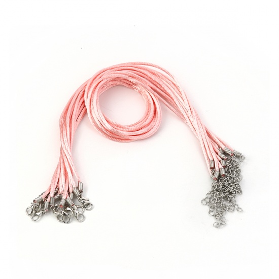 Picture of Polyester Braided String Cord Necklace Pink 42cm(16 4/8") long, 20 PCs