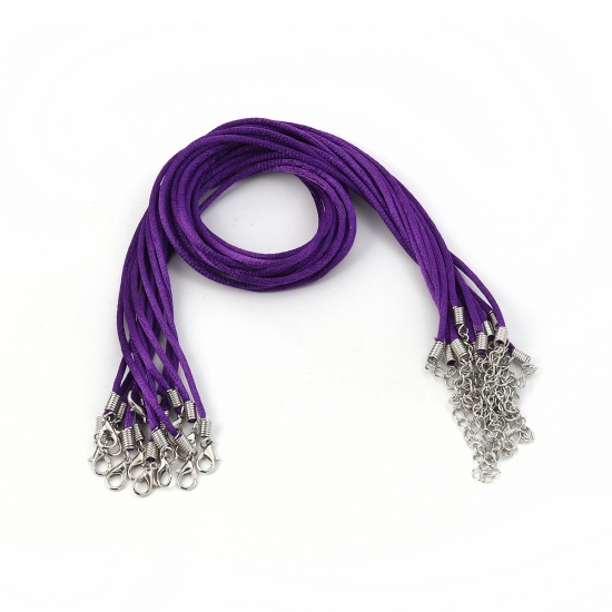 Picture of Polyester Braided String Cord Necklace Purple 42cm(16 4/8") long, 20 PCs